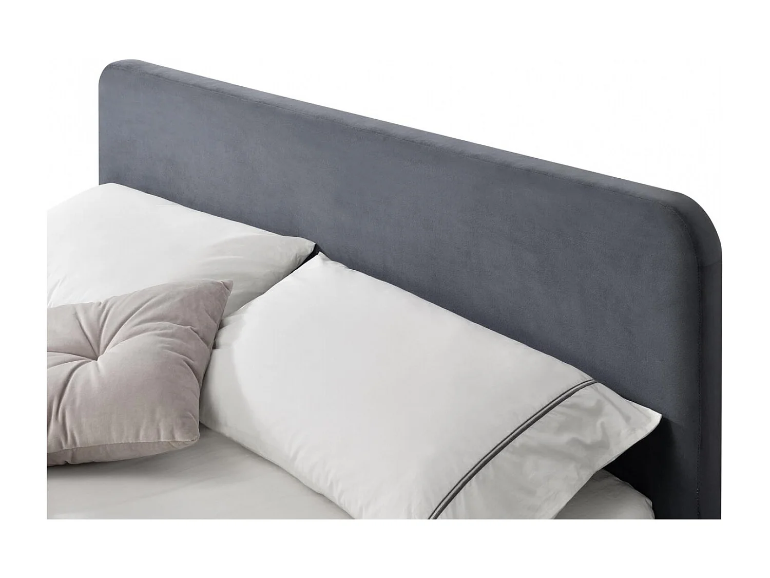 Structure de lit avec LED 160 x 200 cm en velours gris NEWYORK