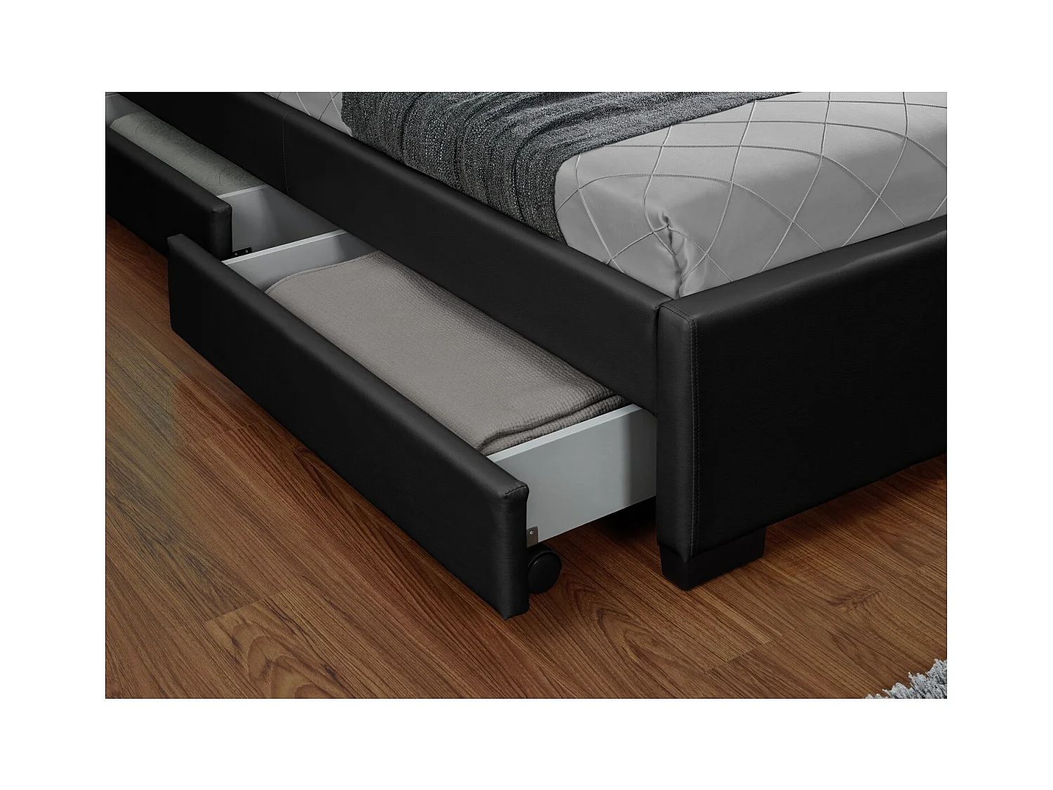 Structure de lit LED avec rangements 160 x 200 cm noir ENFIELD