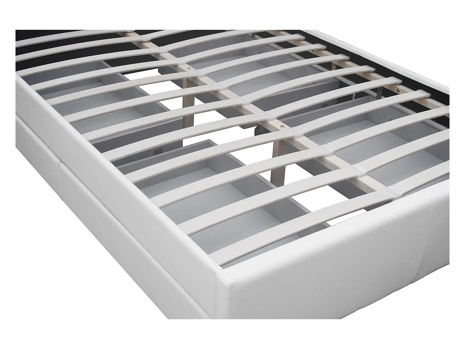 Struttura letto in similpelle bianca con contenitore e LED 160x200 cm ENFIELD