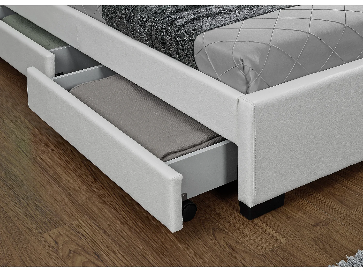 Structure de lit LED avec rangements 160 x 200 cm blanc ENFIELD