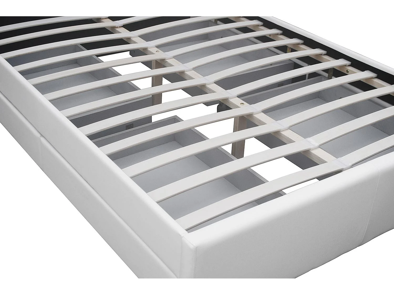 Structure de lit LED avec rangements 160 x 200 cm blanc ENFIELD