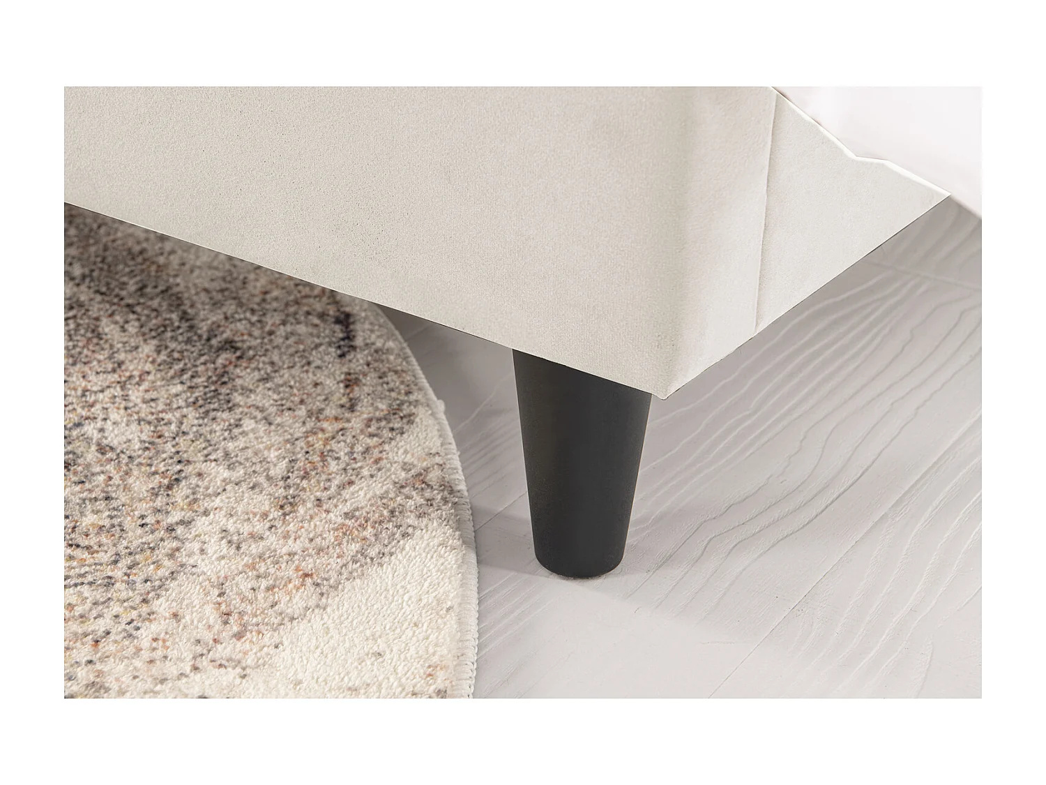 Lit 140x190 cm en velours beige CAMBRIDGE