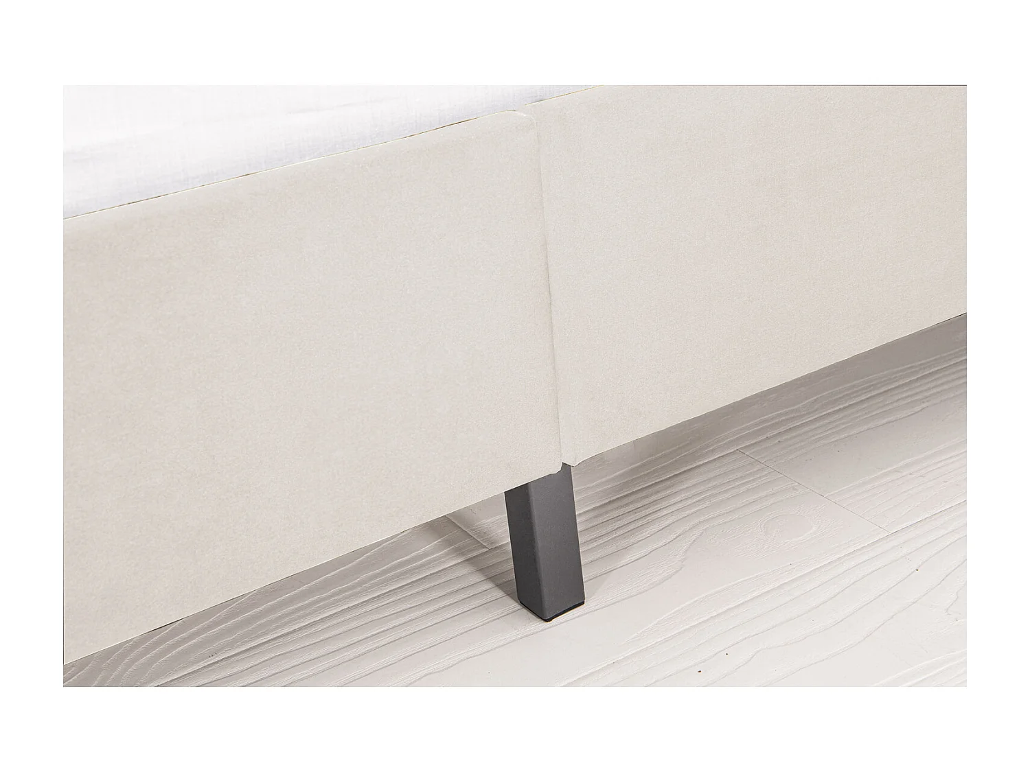 Lit 140x190 cm en velours beige CAMBRIDGE