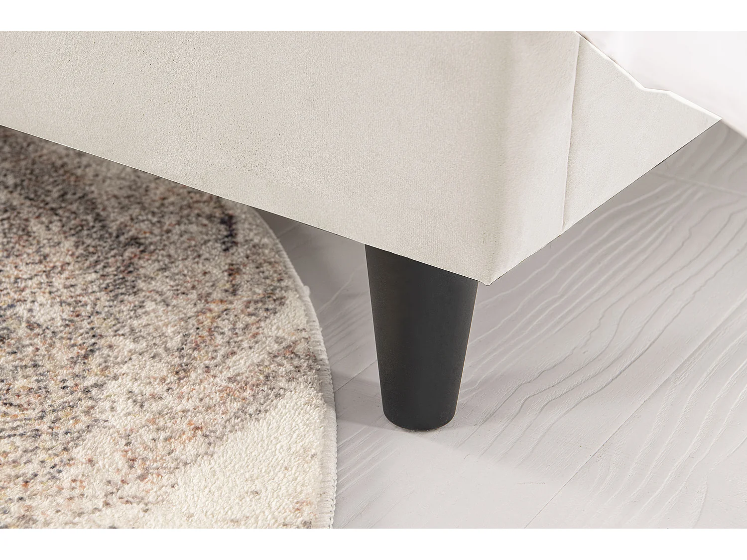 Lit 140x190 cm en velours beige CAMBRIDGE