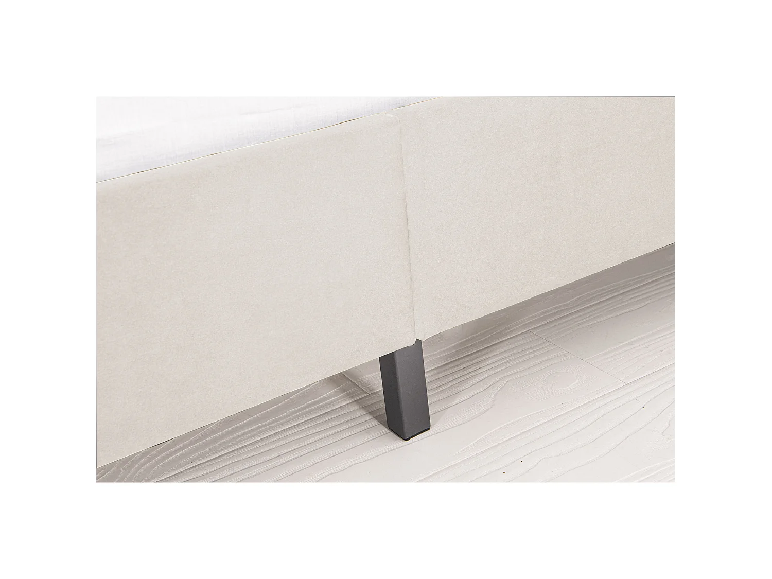 Lit 140x190 cm en velours beige CAMBRIDGE