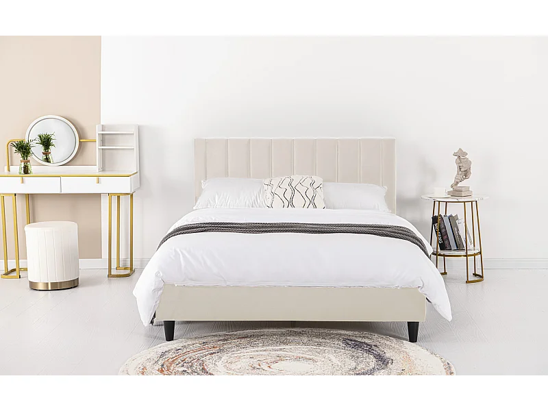 Letto di velluto beige 140x190 CAMBRIDGE