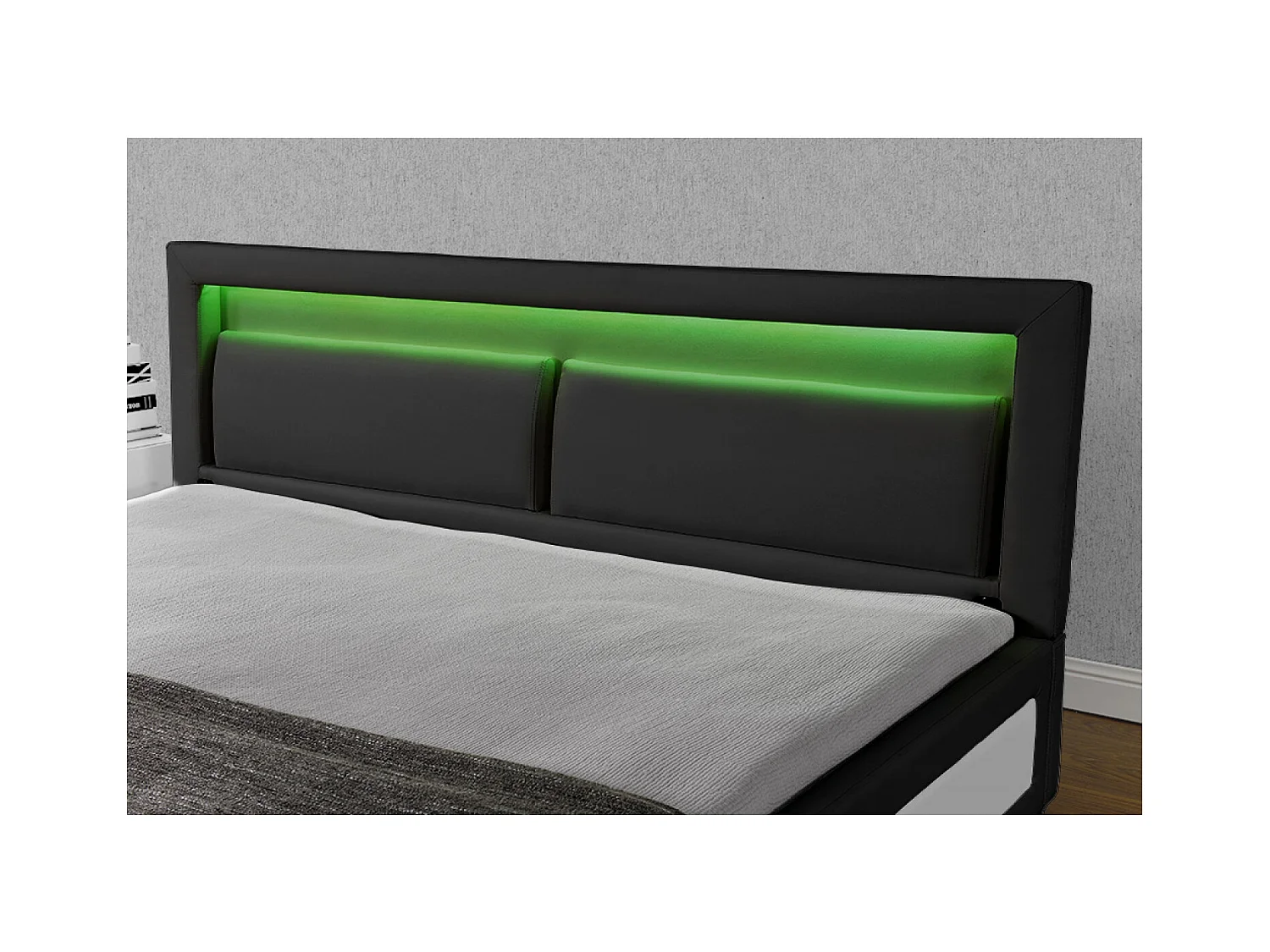 Cama de polipiel negra con LED integrados 140x190  BRIXTON
