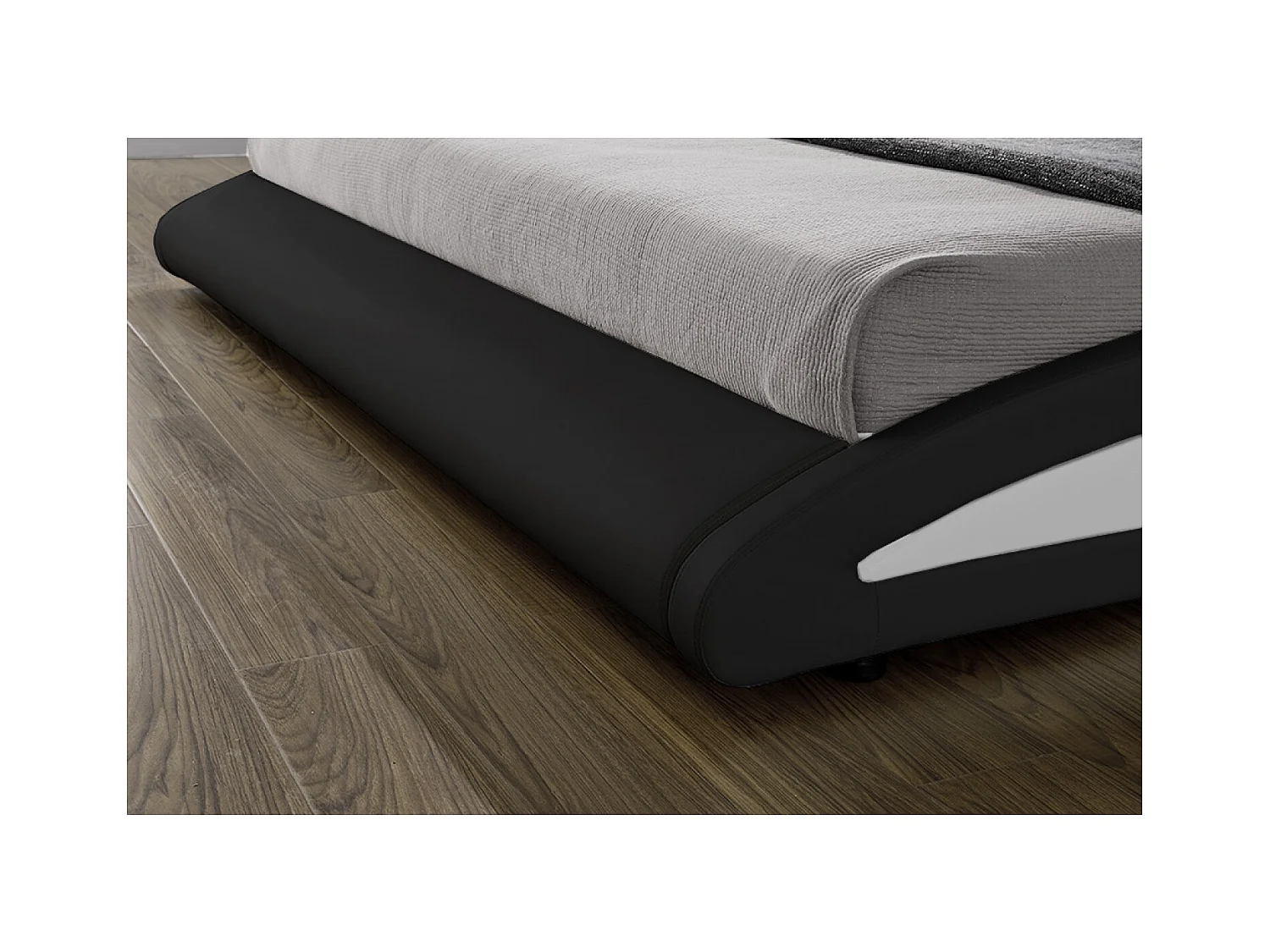 Cama de polipiel negra con LED integrados 140x190  BRIXTON