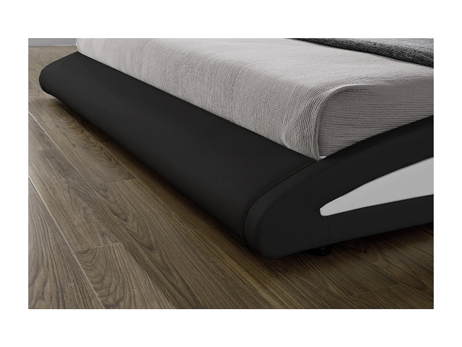 Cadre de lit avec LED 140 x 190 cm en PU noir BRIXTON