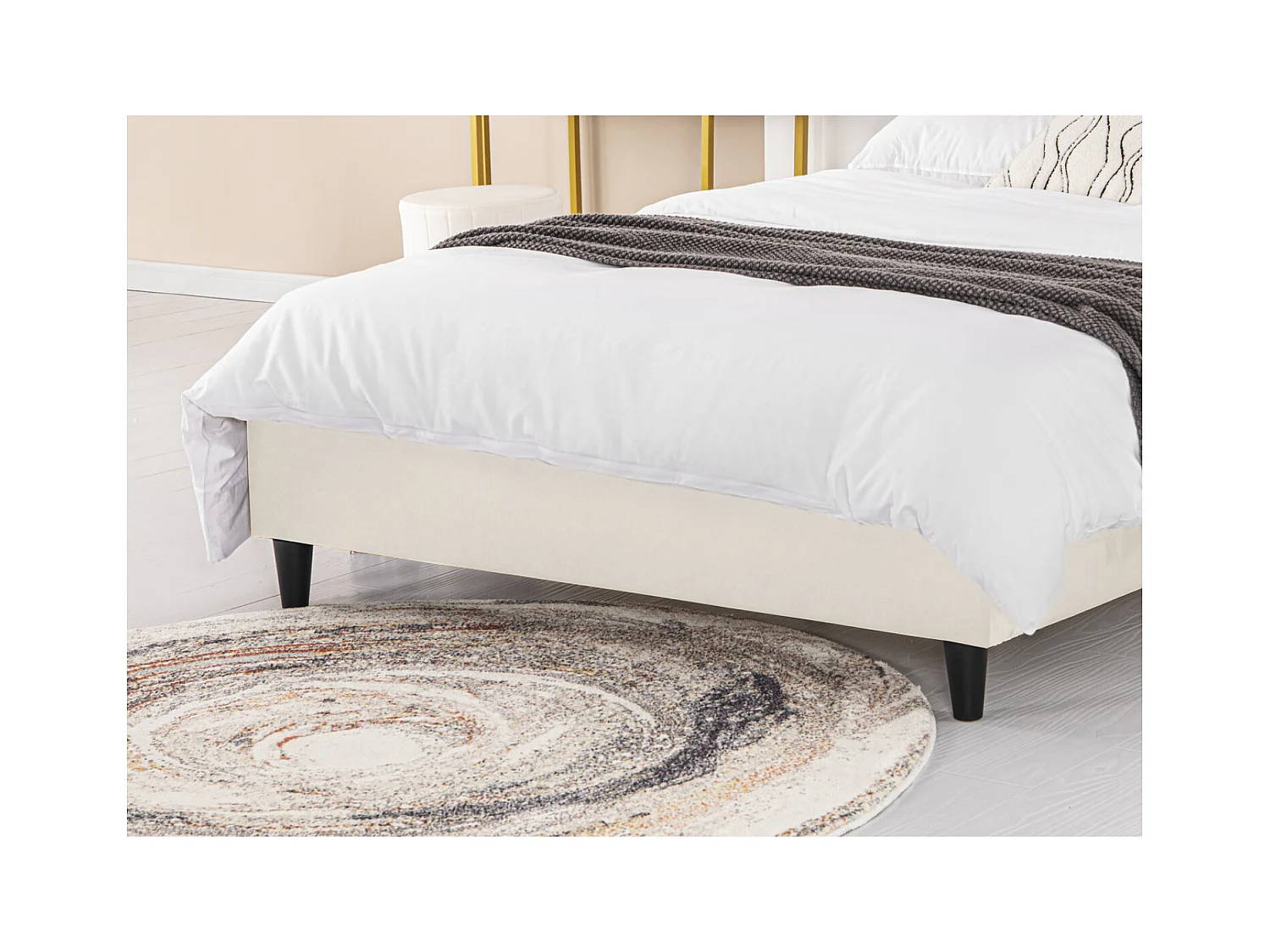 Cama de terciopelo beige 160x200 CAMBRIDGE