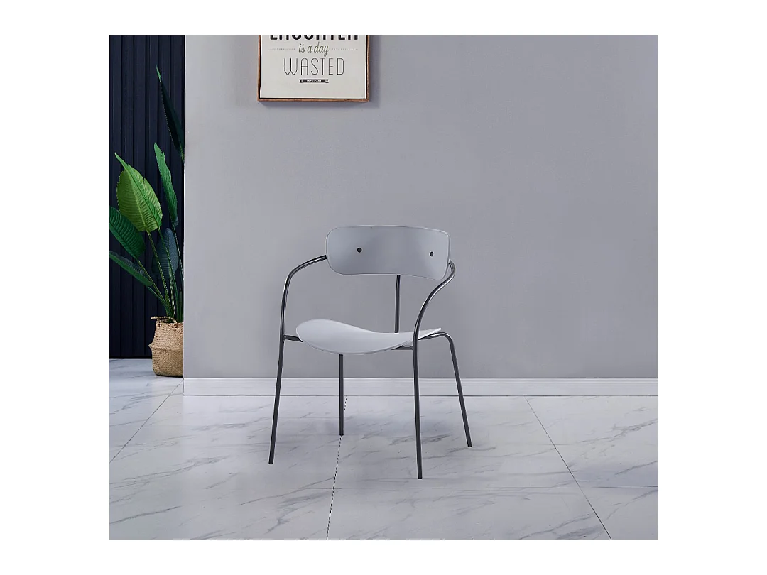 Lot de 2 chaises design gris clair ALEXIA