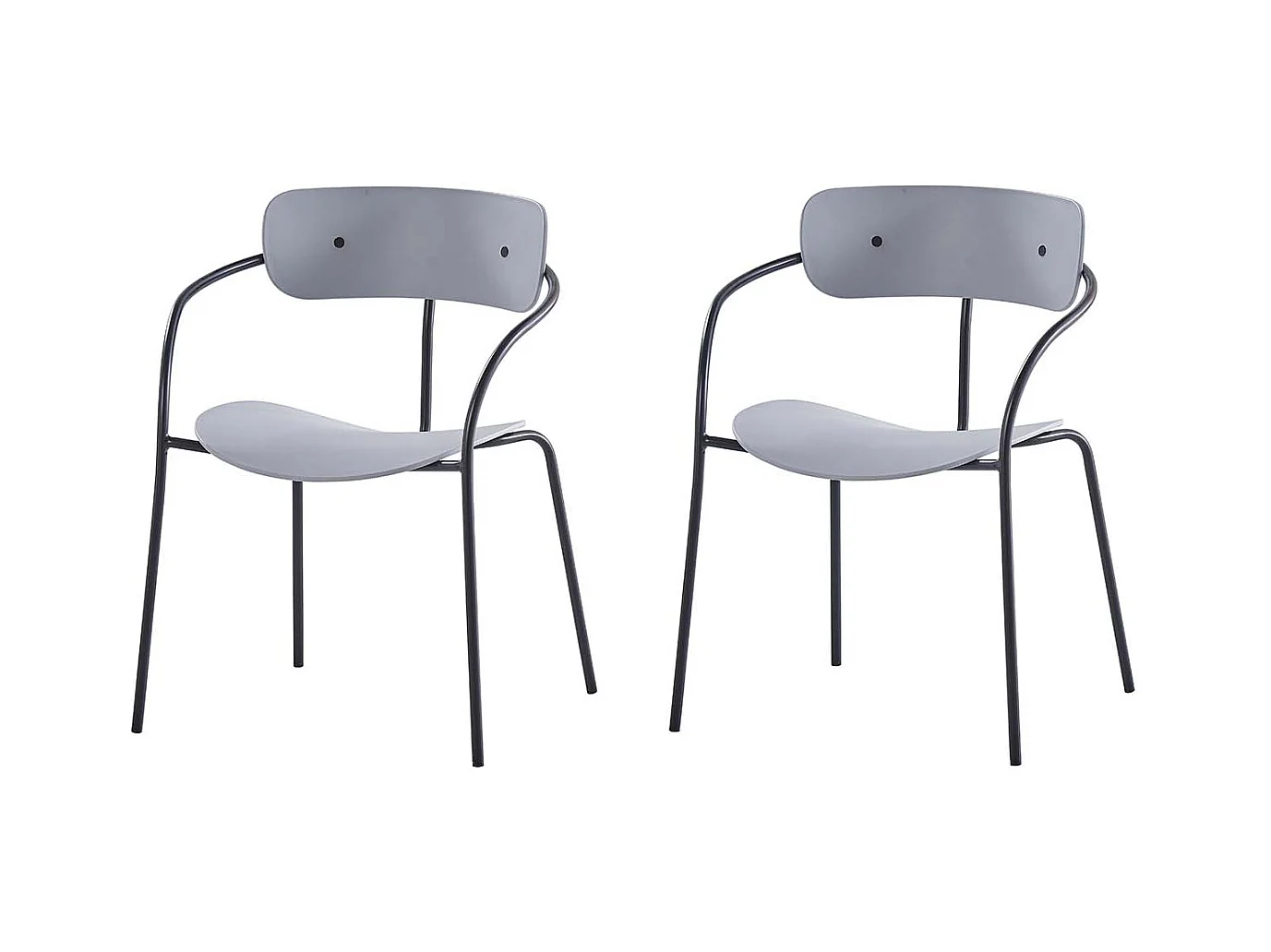 Lot de 2 chaises design gris clair ALEXIA