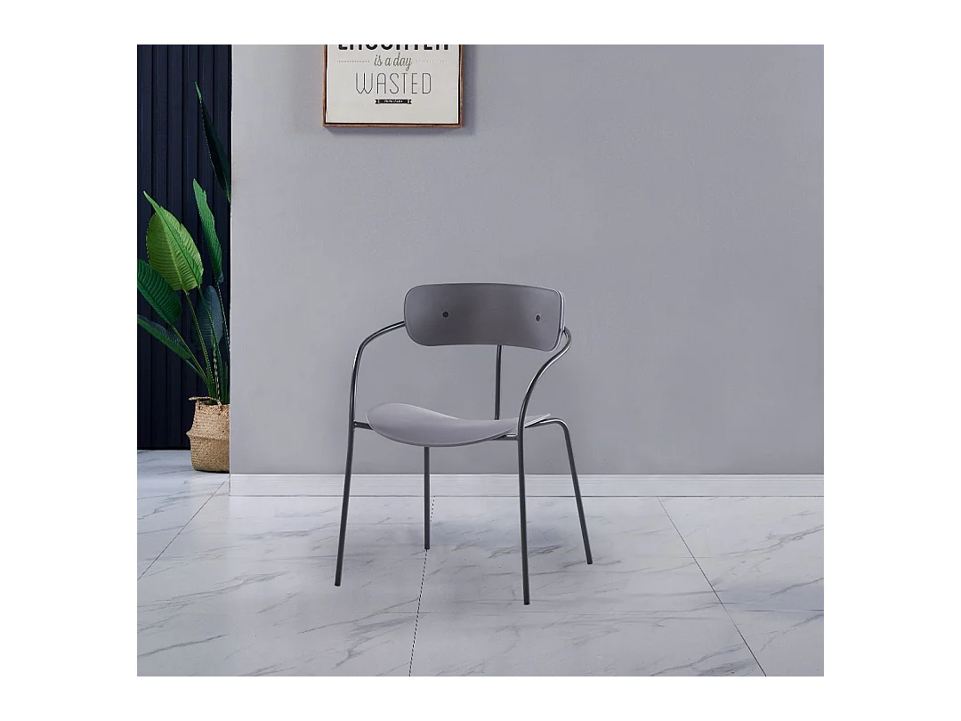 Conjunto de 4 cadeiras de design cinza escuro ALEXIA - Estilo contemporâneo - Para cozinha ou sala de estar