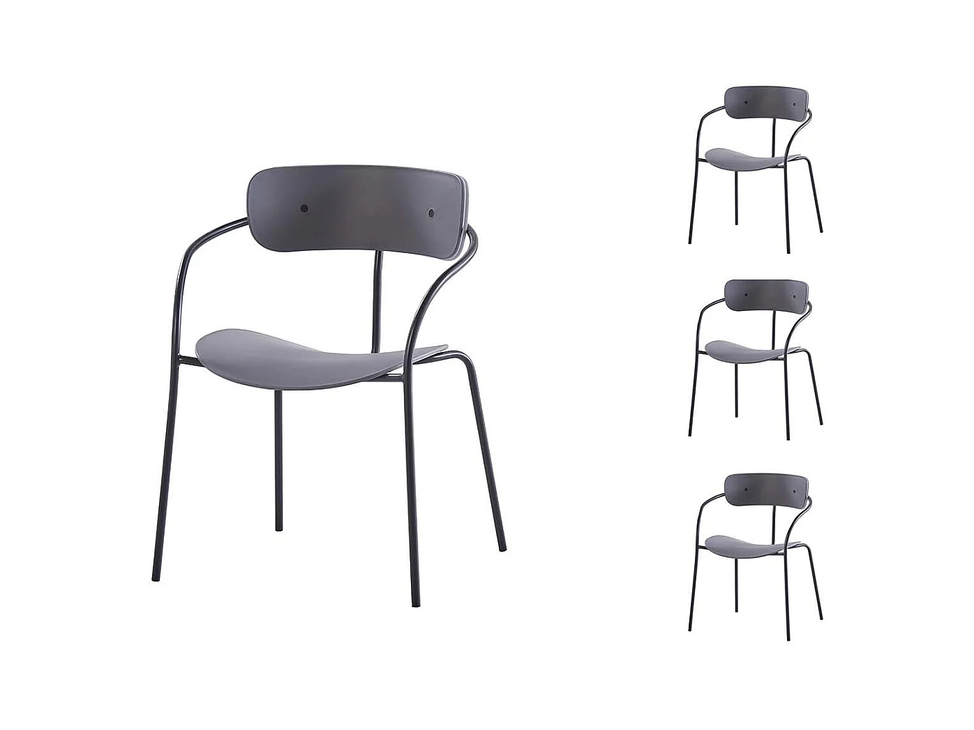 Conjunto de 4 cadeiras de design cinza escuro ALEXIA - Estilo contemporâneo - Para cozinha ou sala de estar