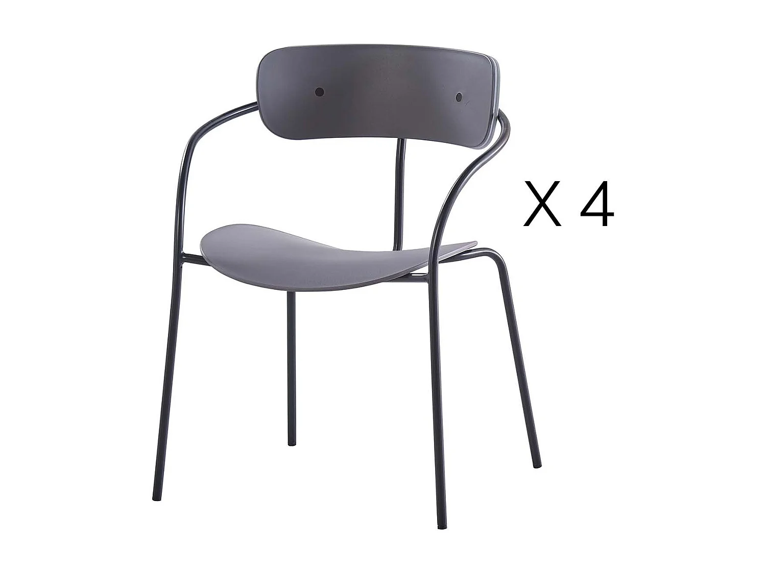 Lot de 4 chaises gris foncé design ALEXIA