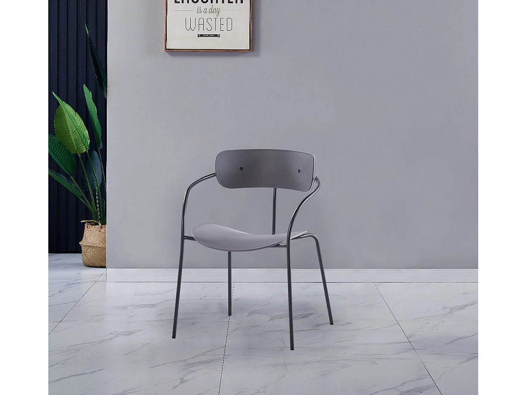 Set di 4 sedie con braccioli grigio scuro ALEXIA