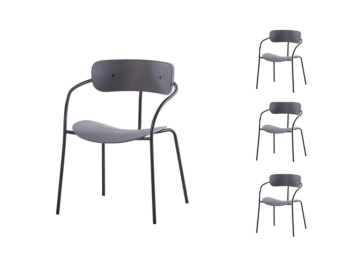 Set van 4 designstoelen donkergrijs ALEXIA - Eigentijdse stijl - Voor keuken of woonkamer