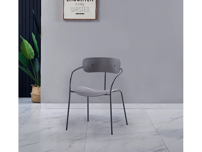 Lot de 4 chaises gris foncé design ALEXIA