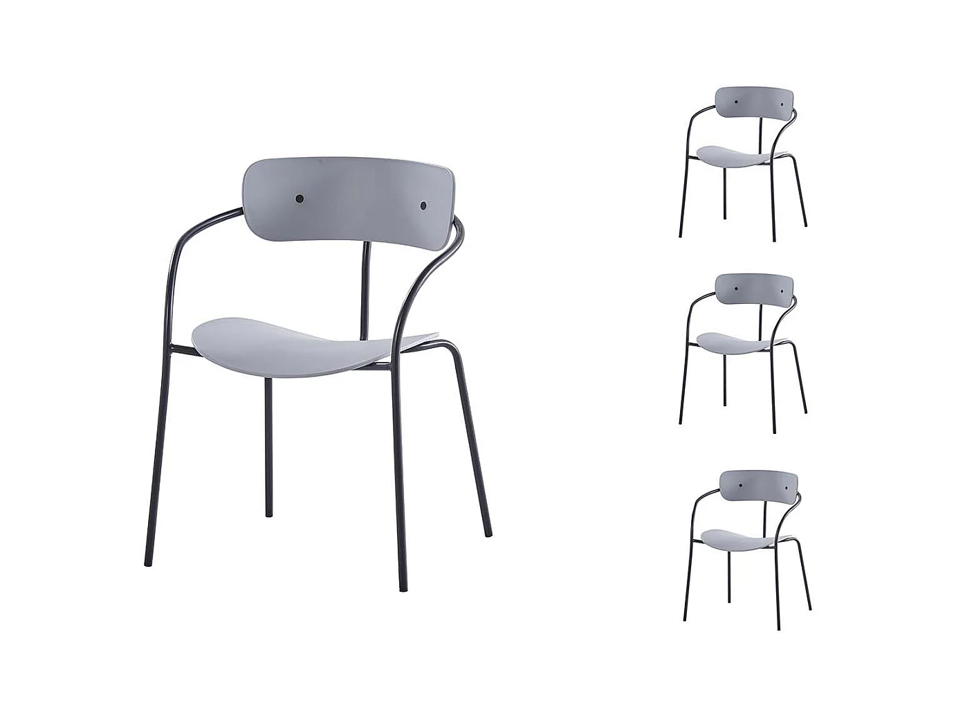 4er Set Design-Stühle, hellgrau ALEXIA