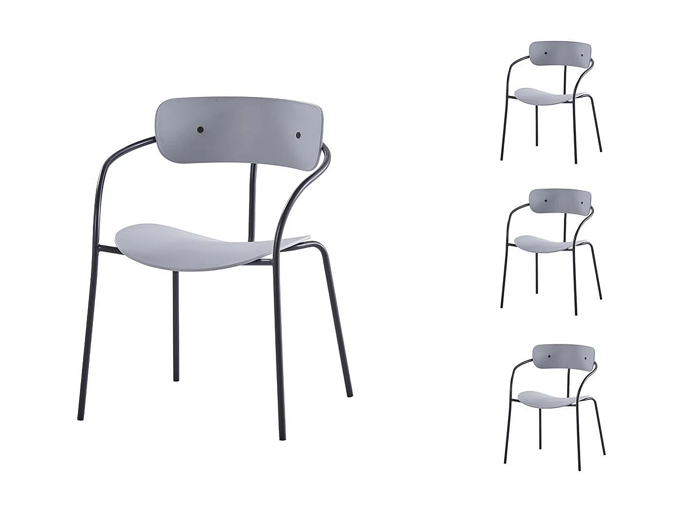 Lot de 4 chaises gris clair design ALEXIA