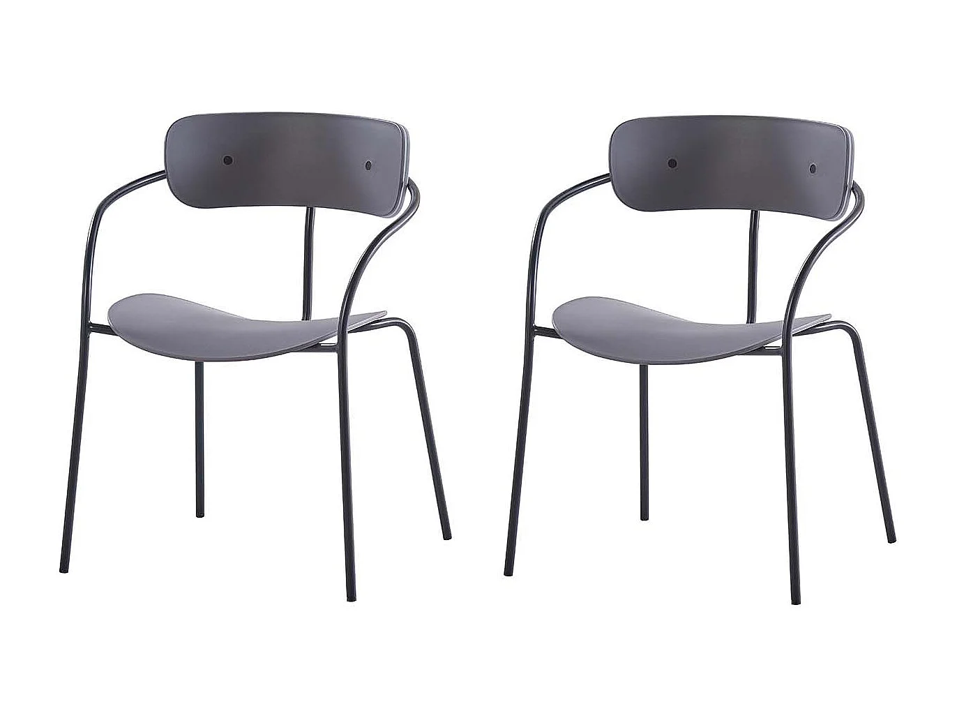 2er Set Designerstühle, dunkelgrau ALEXIA