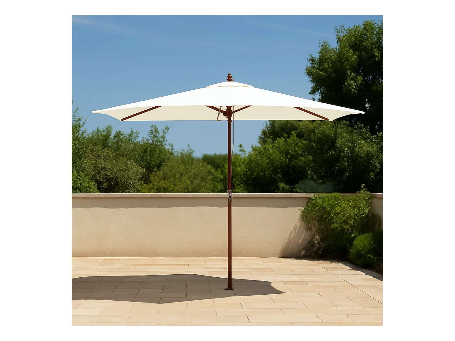 Parasol en bois rectangulaire toile écru PISE