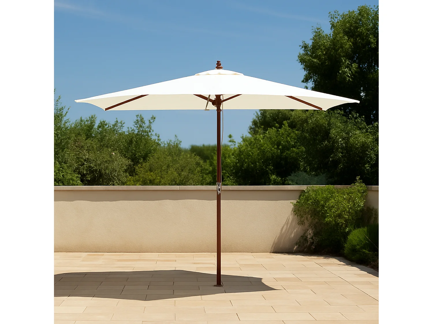 Rechthoekige Parasol van Hout 297x191 cm Doek Ecru PISE