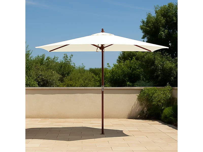 Rechthoekige Parasol van Hout 297x191 cm Doek Ecru PISE