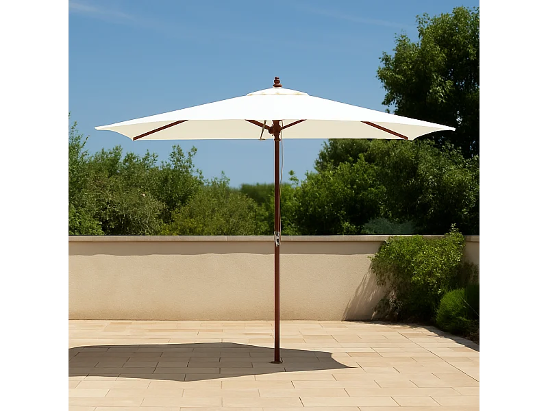 Rechthoekige Parasol van Hout 297x191 cm Doek Ecru PISE