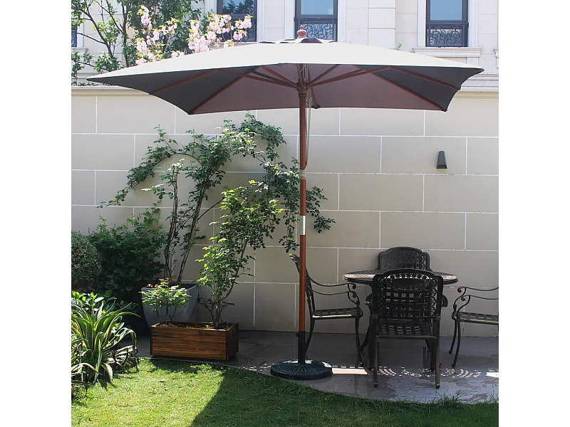 Parasol en bois carré toile grise MATERA