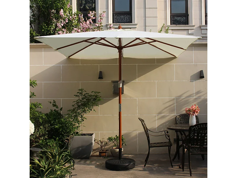 Parasol en bois carré toile écru MATERA