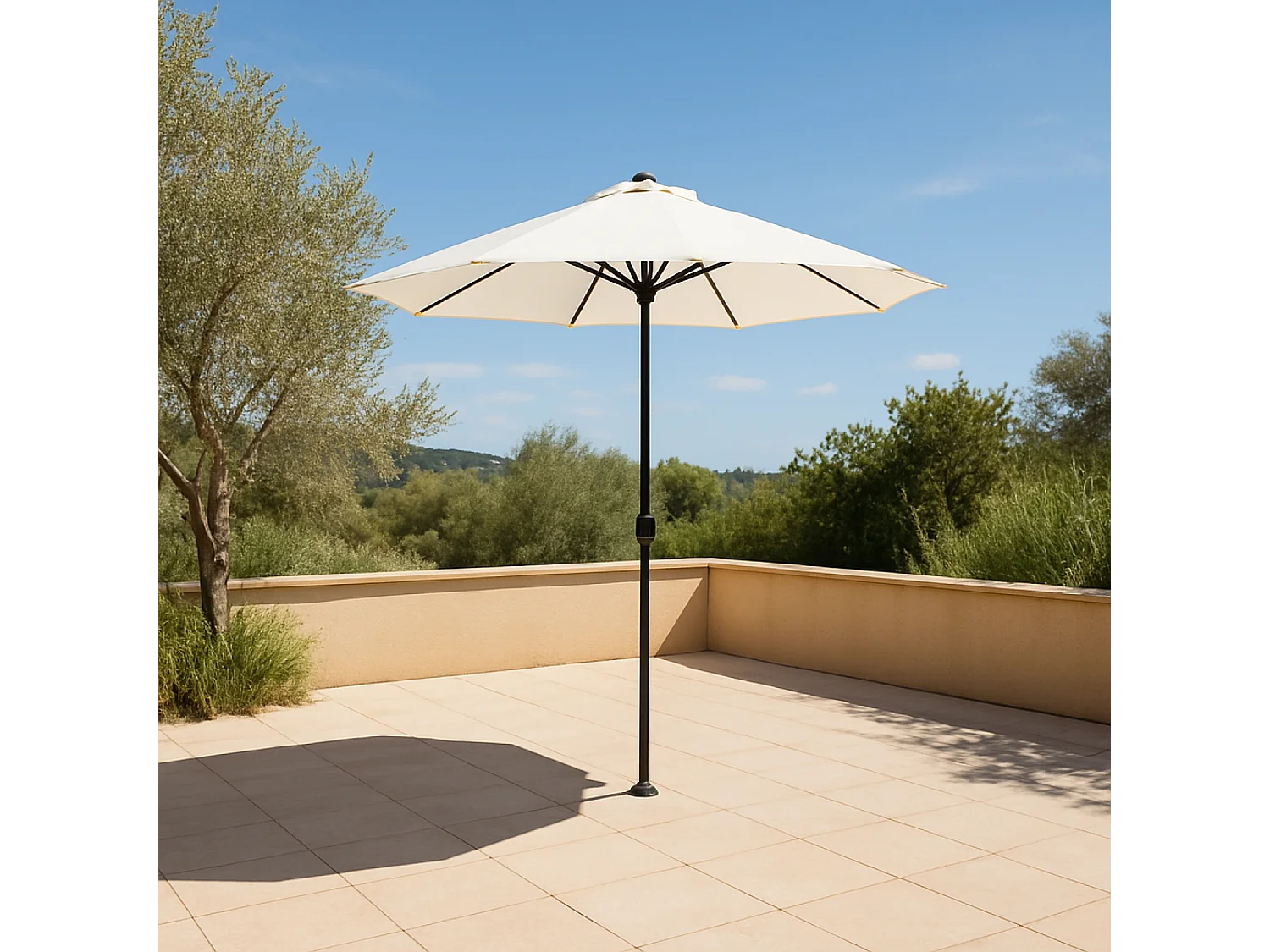 Parasol ecru rond 2,66 x 2,66 m led AMALFI