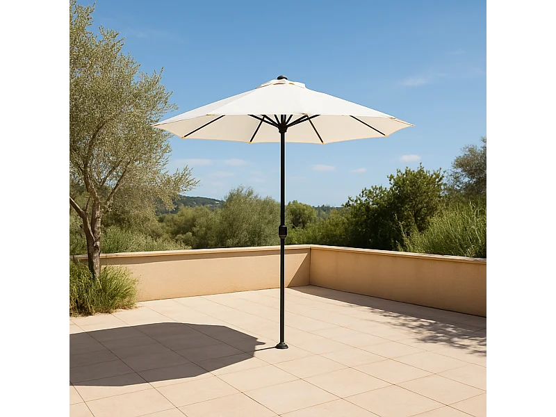 Rechte ronde LED parasol crème 2,66 m AMALFI
