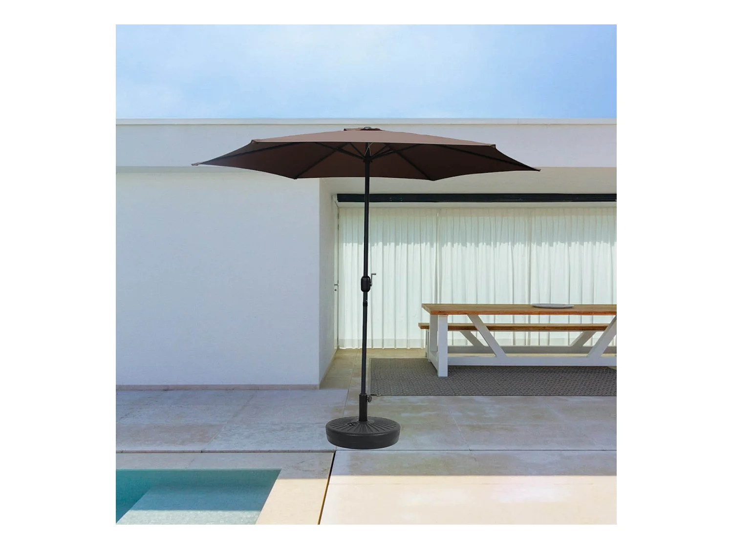Rechte ronde parasol chocolade 2,94 m PORTOFINO