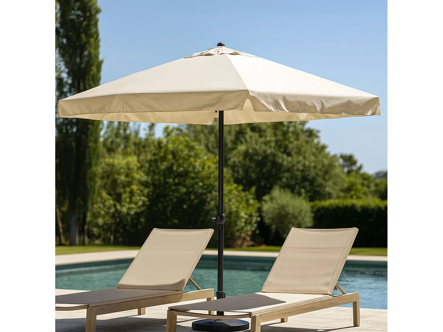 Parasol ecru carré 2,95 x 2,95 m PALERME