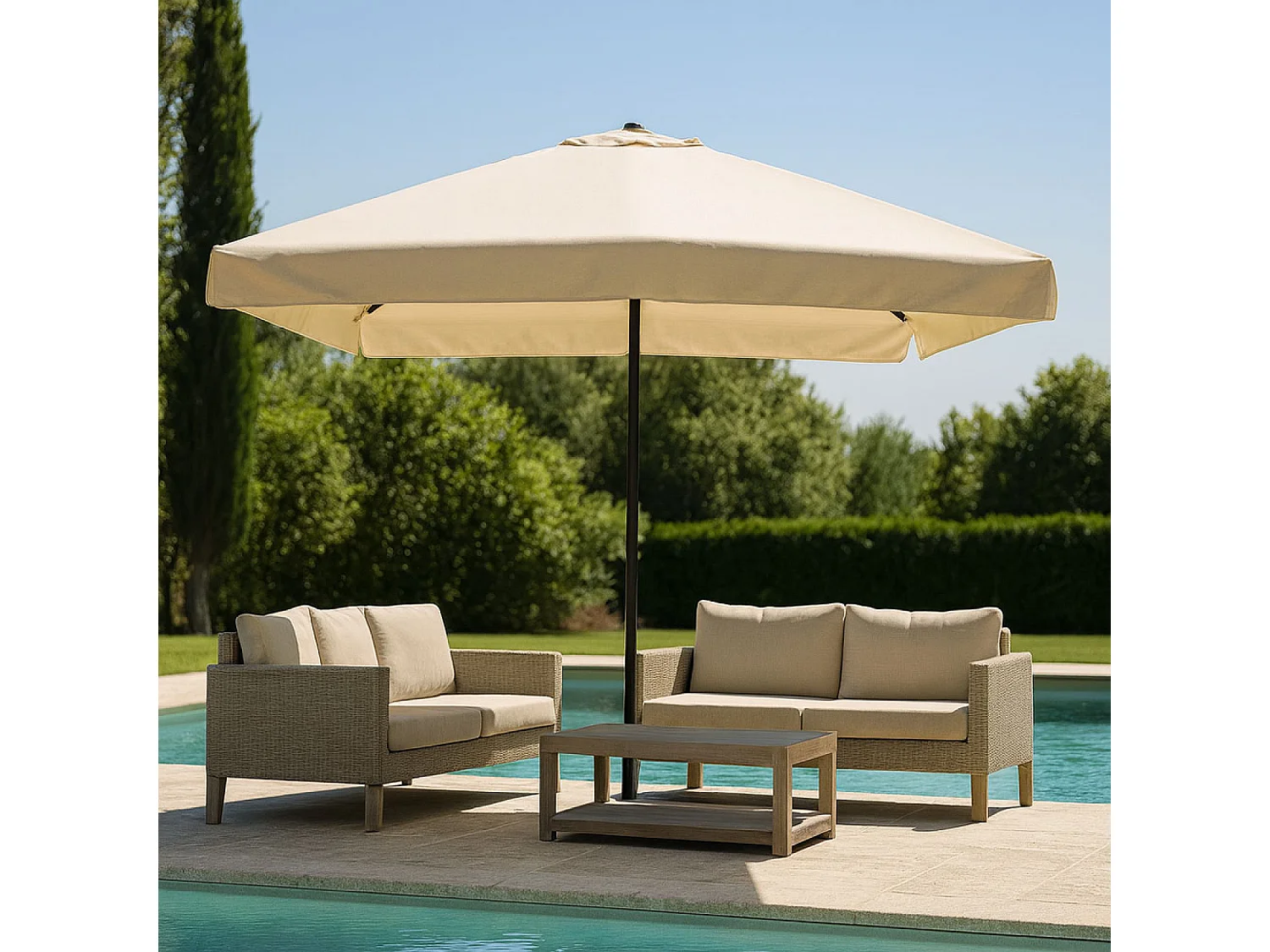 Parasol ecru carré 2,95 x 2,95 m PALERME
