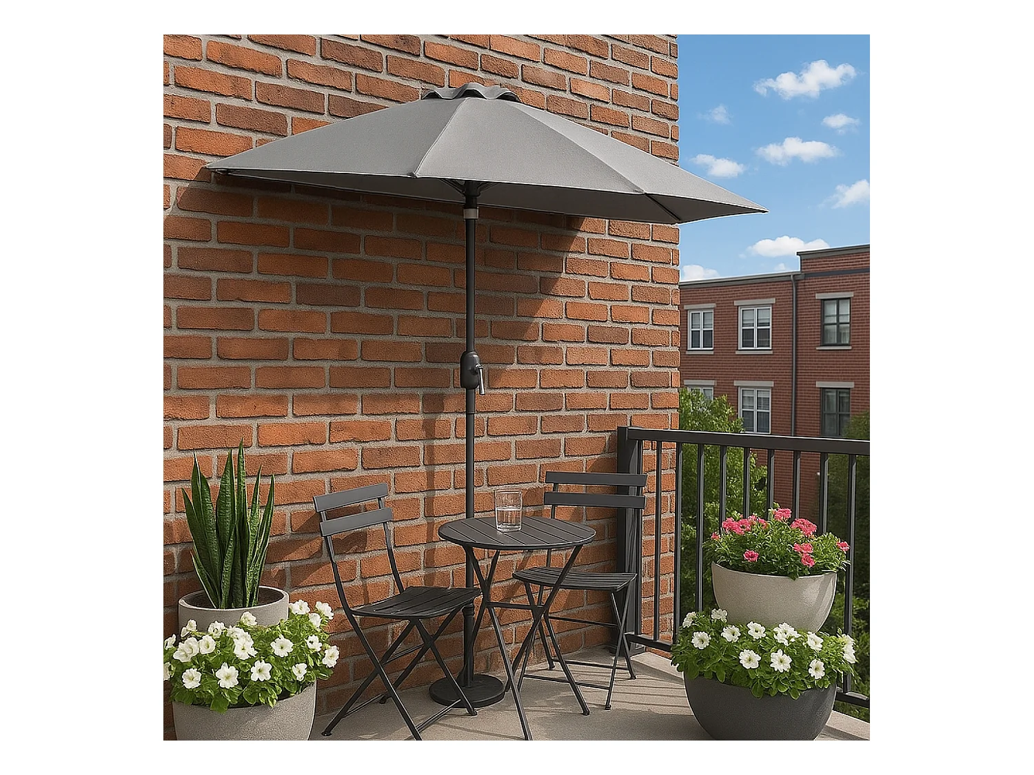 Demi parasol de balcon gris CATANE