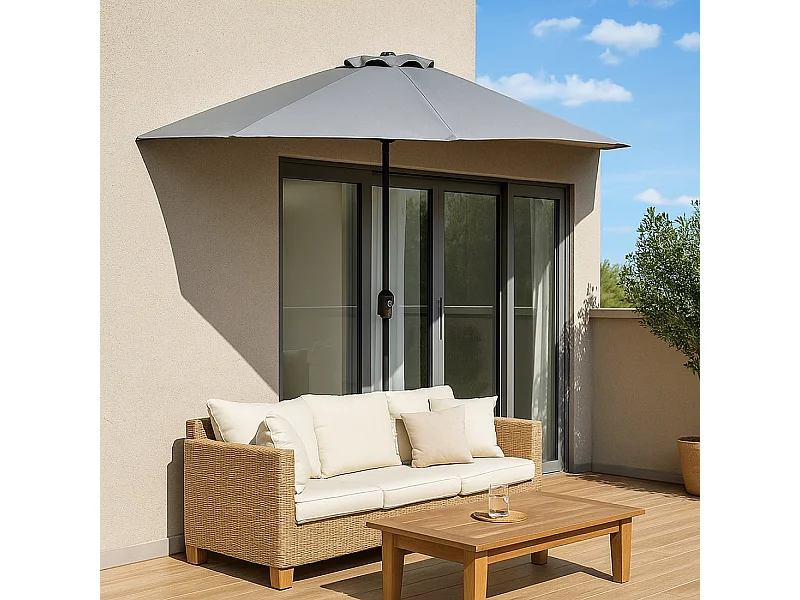 Demi parasol de balcon gris CATANE