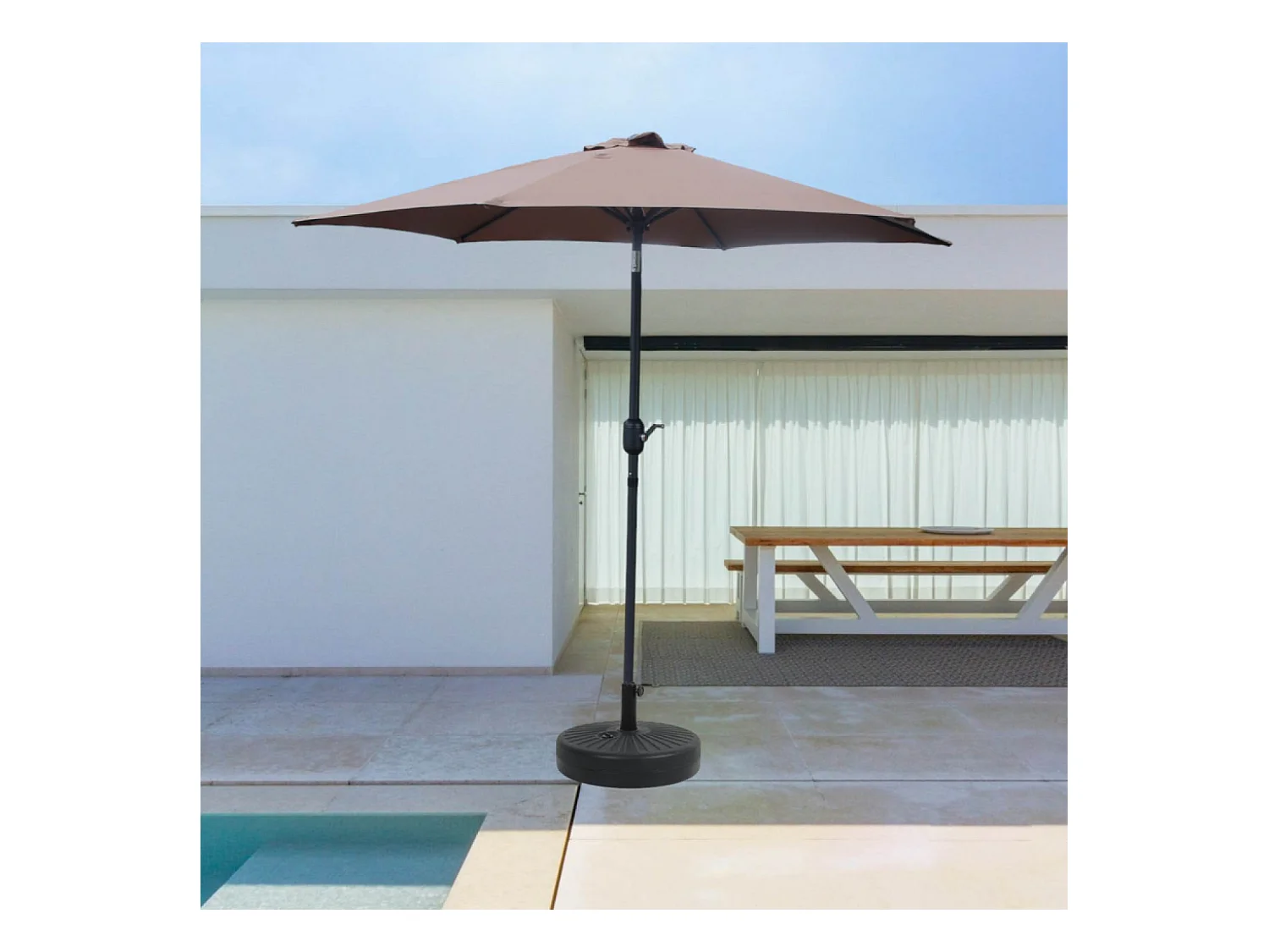 Rechte ronde kantelbare parasol 2,5 m chocolade COME