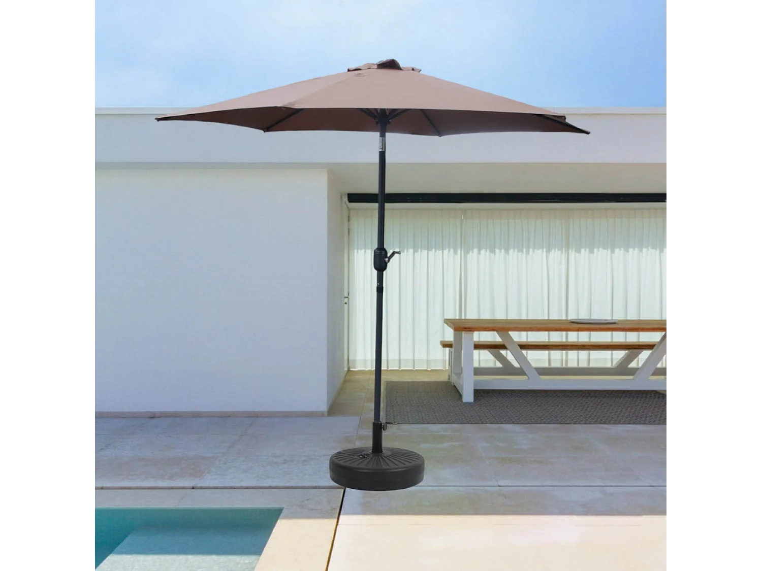 Parasol marron rond 2,5 x 2,5 m COME