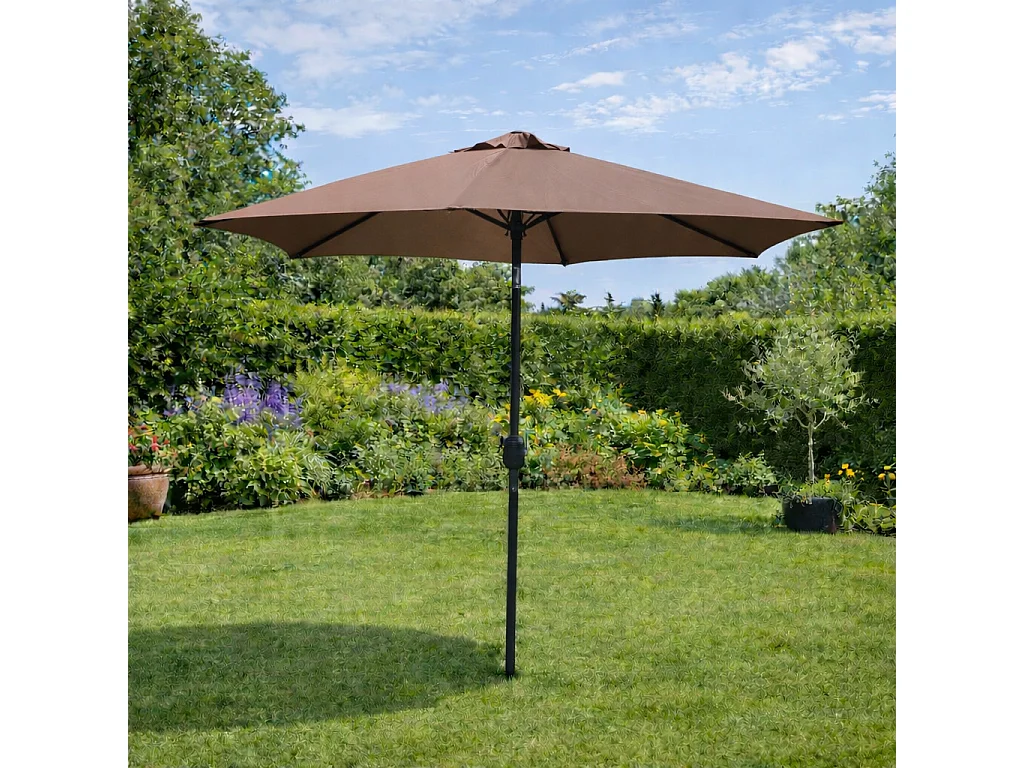 Rechte ronde kantelbare parasol 2,5 m chocolade COME