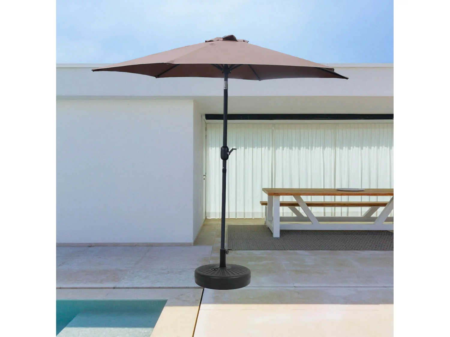 Rechte ronde kantelbare parasol 2,5 m chocolade COME