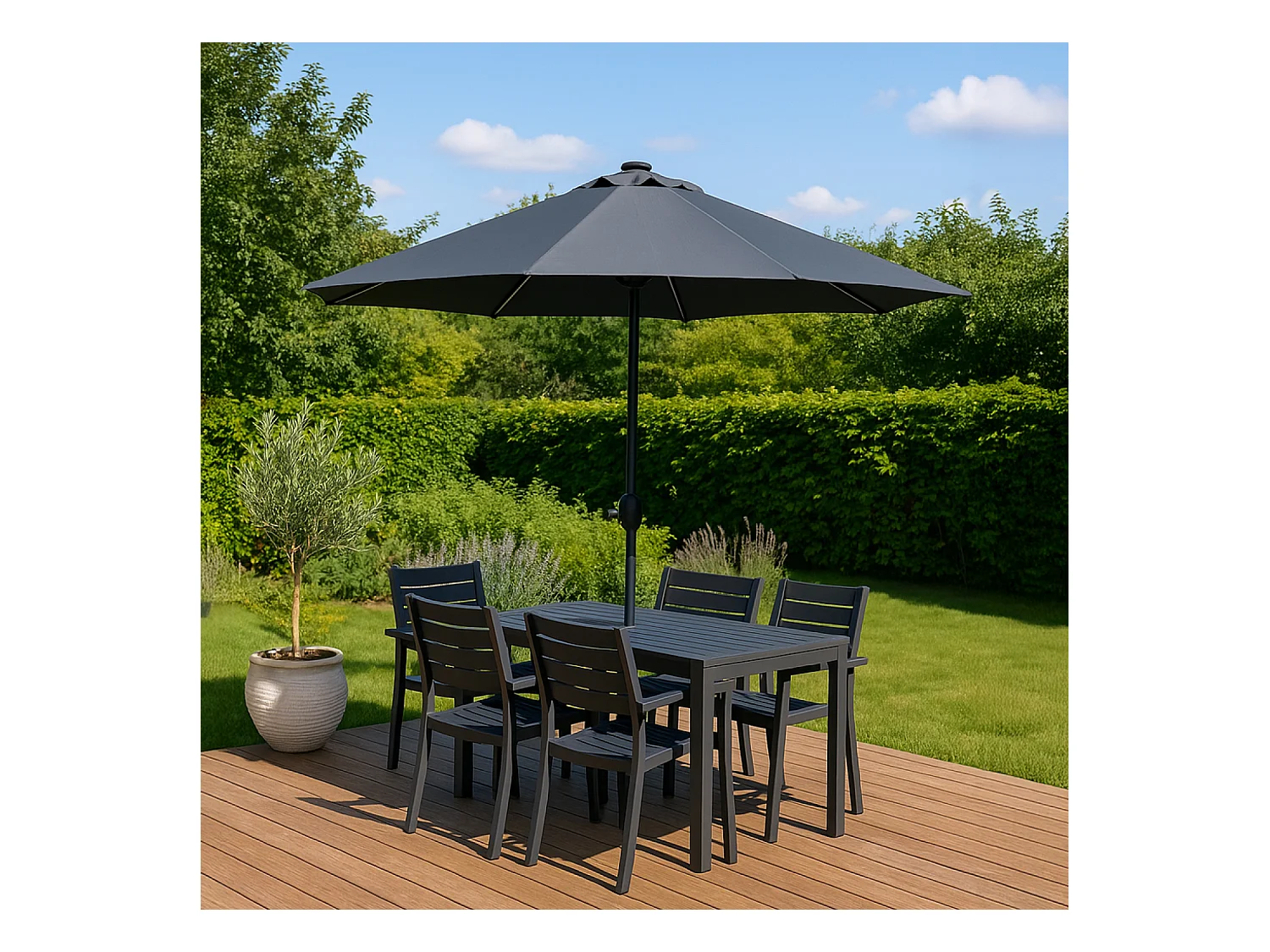 Sombrilla redondo con LED Ø 2,92 m gris MANAROLA