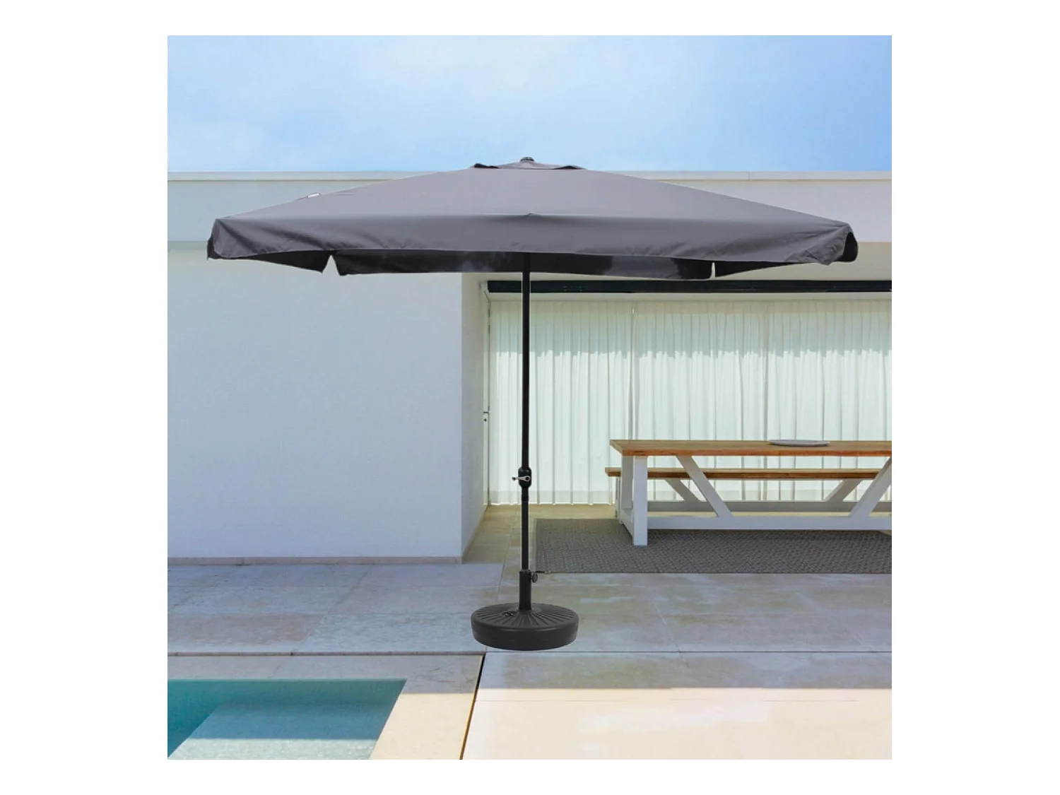 Parasol droit carré 3 x 3 m gris PALERME