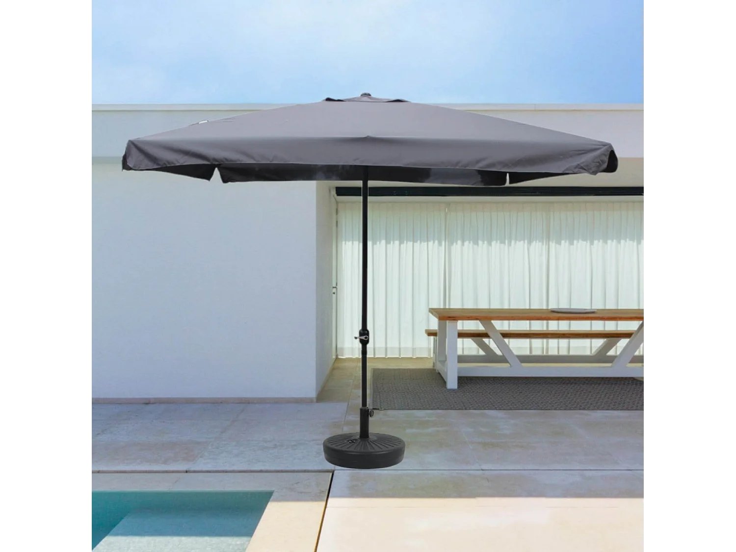 Parasol gris carré 2,95 x 2,95 m PALERME