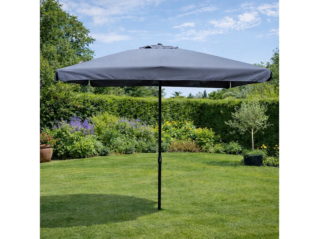 Vierkante rechte parasol 2,95 x 2,95 m grijs PALERME - Trendy Design, Zonbescherming, Aluminium, Polyester - Buitentuin