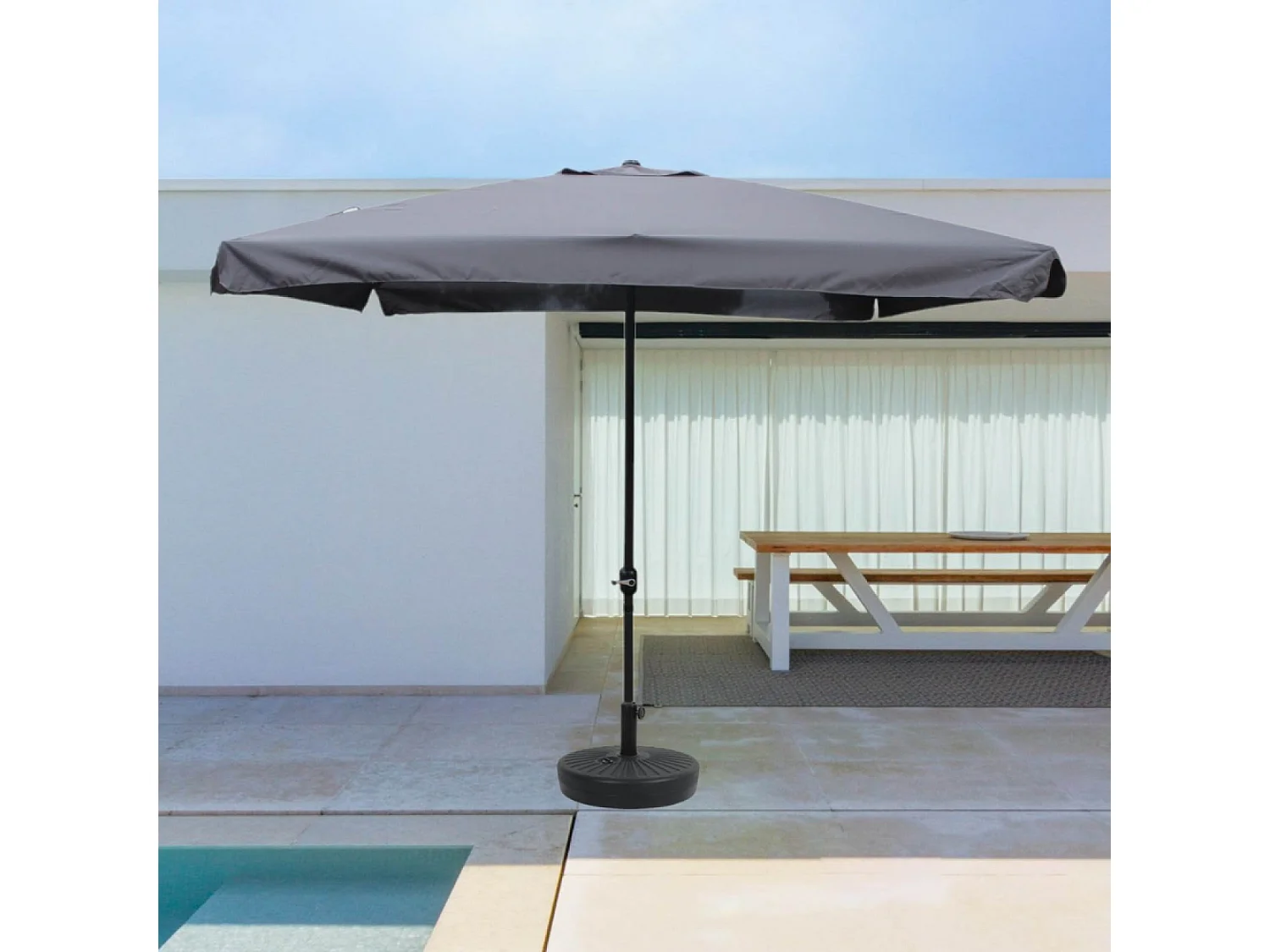 Vierkante rechte parasol 2,95 x 2,95 m grijs PALERME - Trendy Design, Zonbescherming, Aluminium, Polyester - Buitentuin