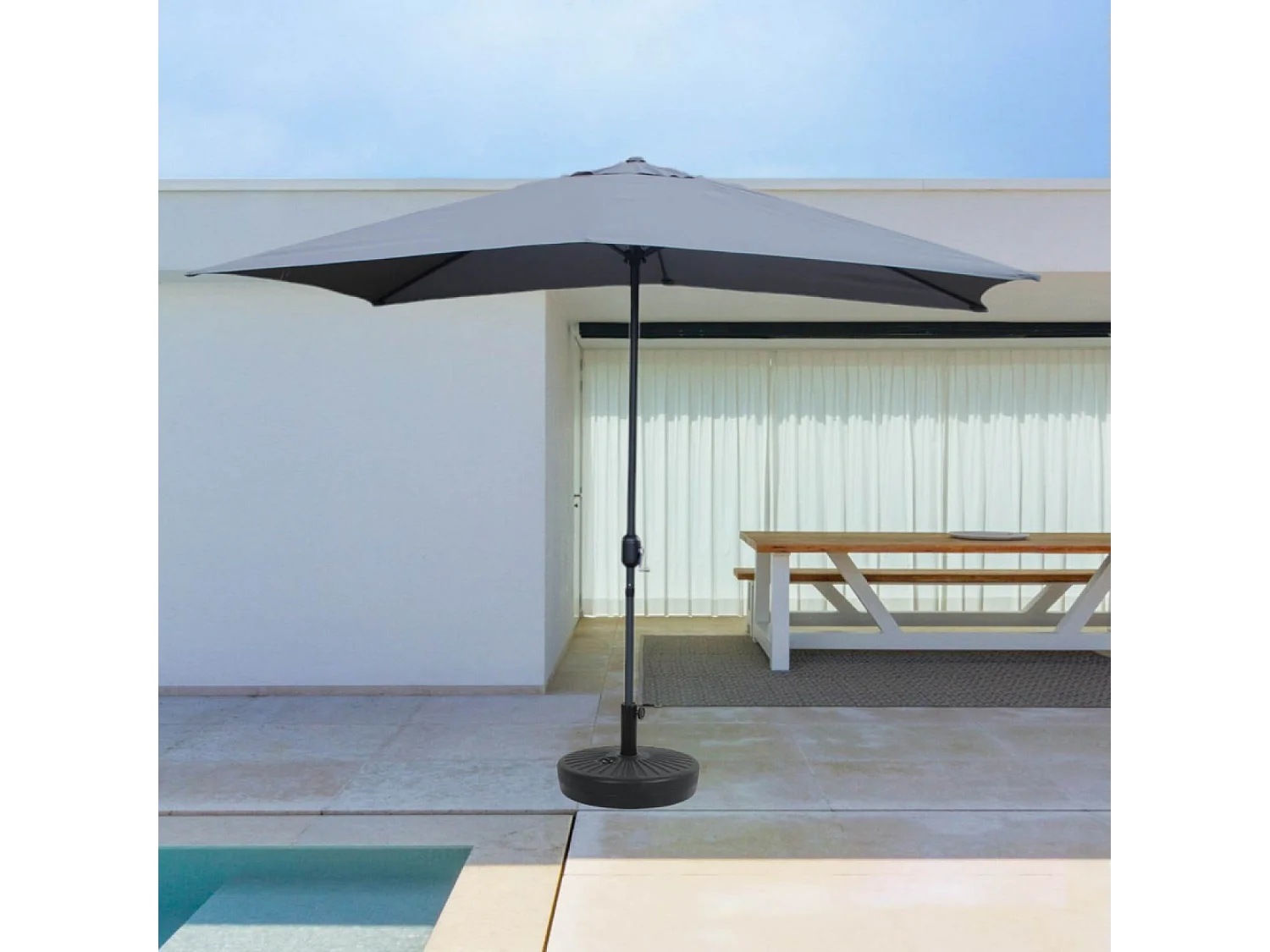SPEZIA - Parasol rectangulaire 3x2 droit gris en aluminum