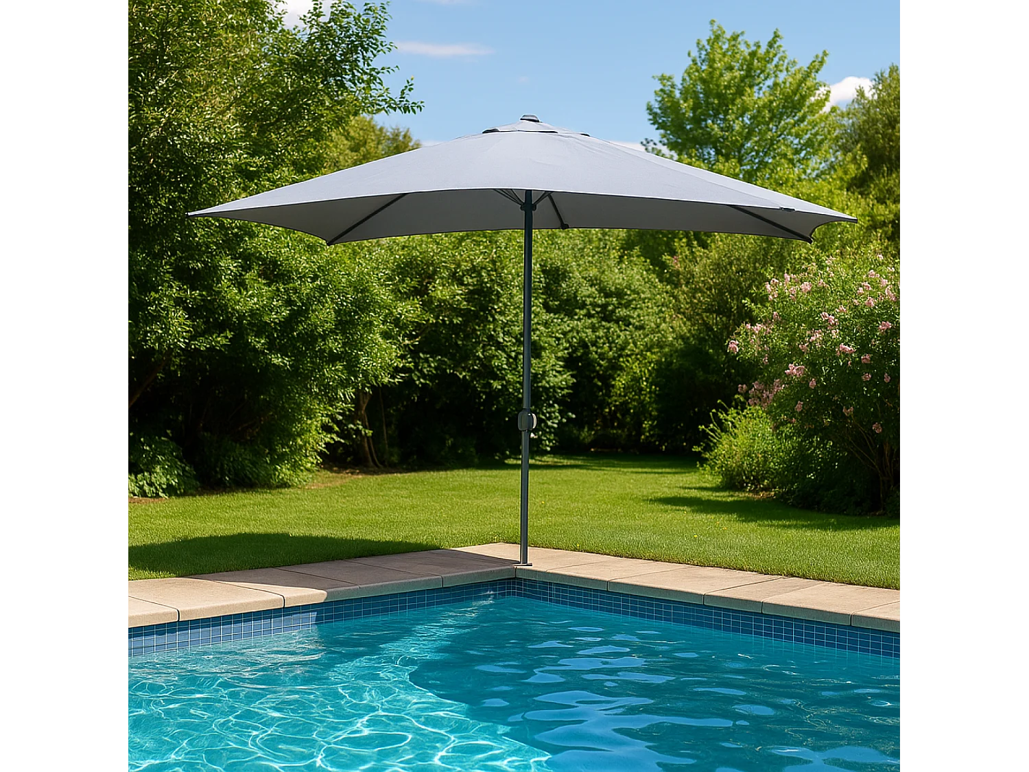 SPEZIA - Parasol rectangulaire 3x2 droit gris en aluminum