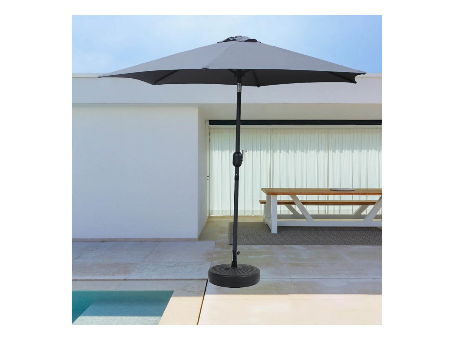 Parasol droit rond 2,5 x 2,5 m gris COME
